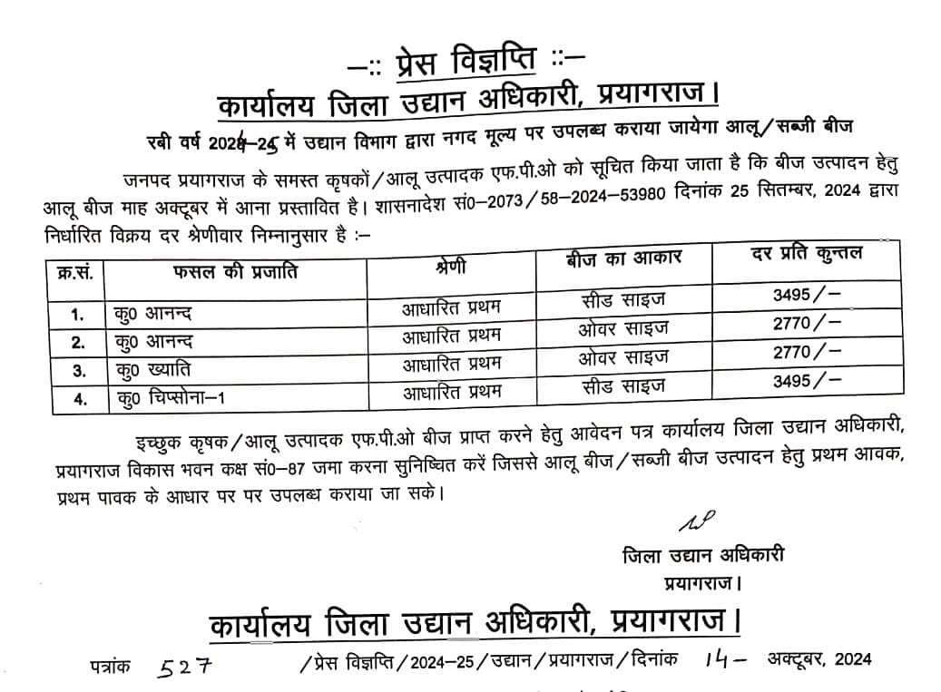 आलू और सब्जी के बीज