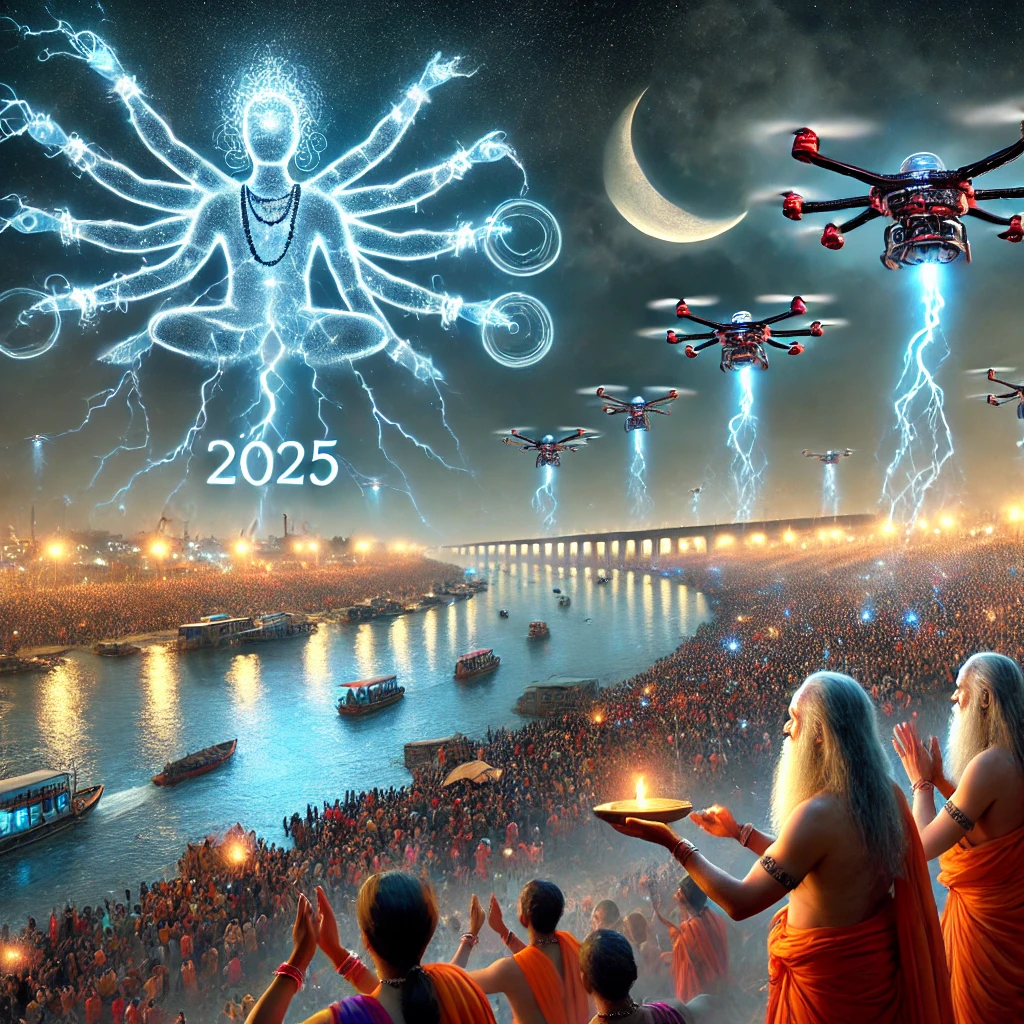 महाकुम्भ मेला 2025 में पहली बार यूपी टूरिज्म करेगा ड्रोन शो संगम नोज पर होगा, अद्भुत नजारा।