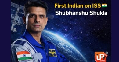 First Indian on ISS Shubhanshu Shukla in space suit with International Space Station and Earth in background